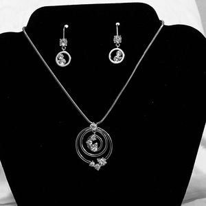 Silver & Crystal Necklace & Earring Set